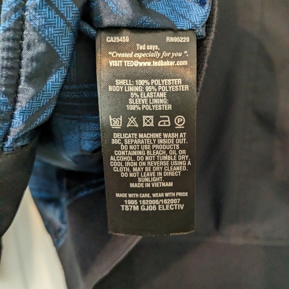 TED BAKER LONDON Electiv Mens Bomber Windbraker Nylon Navy Blue Jacket Size 4 - Picture 7 of 11